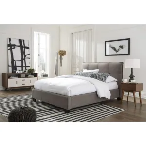 Adona Upholstered Platform Bed in Dolphin Linen Modus