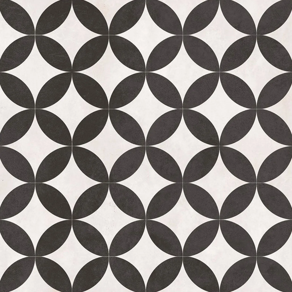 Arcadia White And Black Patterned Porcelain Tile 45x45cm Matt
