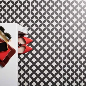 Arcadia White And Black Patterned Porcelain Tile 45x45cm Matt