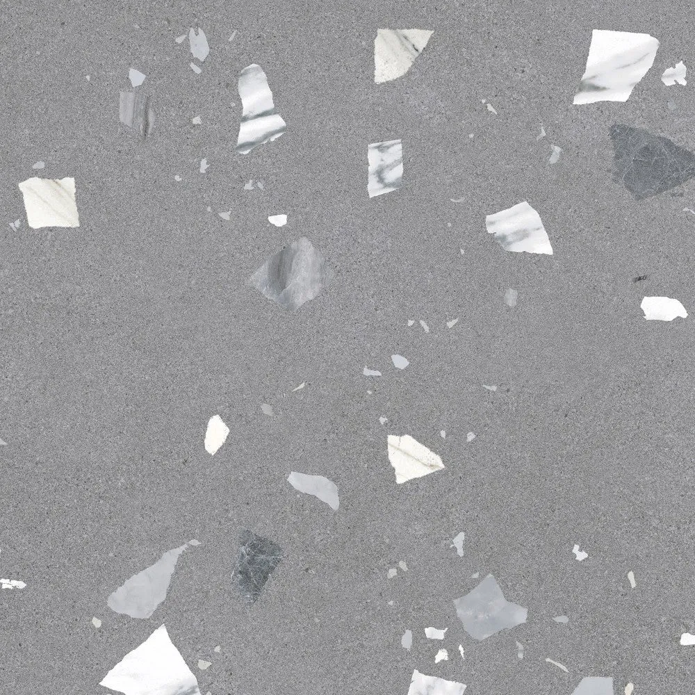 Arcana Ribe-R Antracita Terrazzo Stone Effect Porcelain Tile 80x80cm