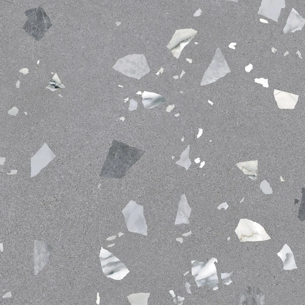Arcana Ribe-R Antracita Terrazzo Stone Effect Porcelain Tile 80x80cm