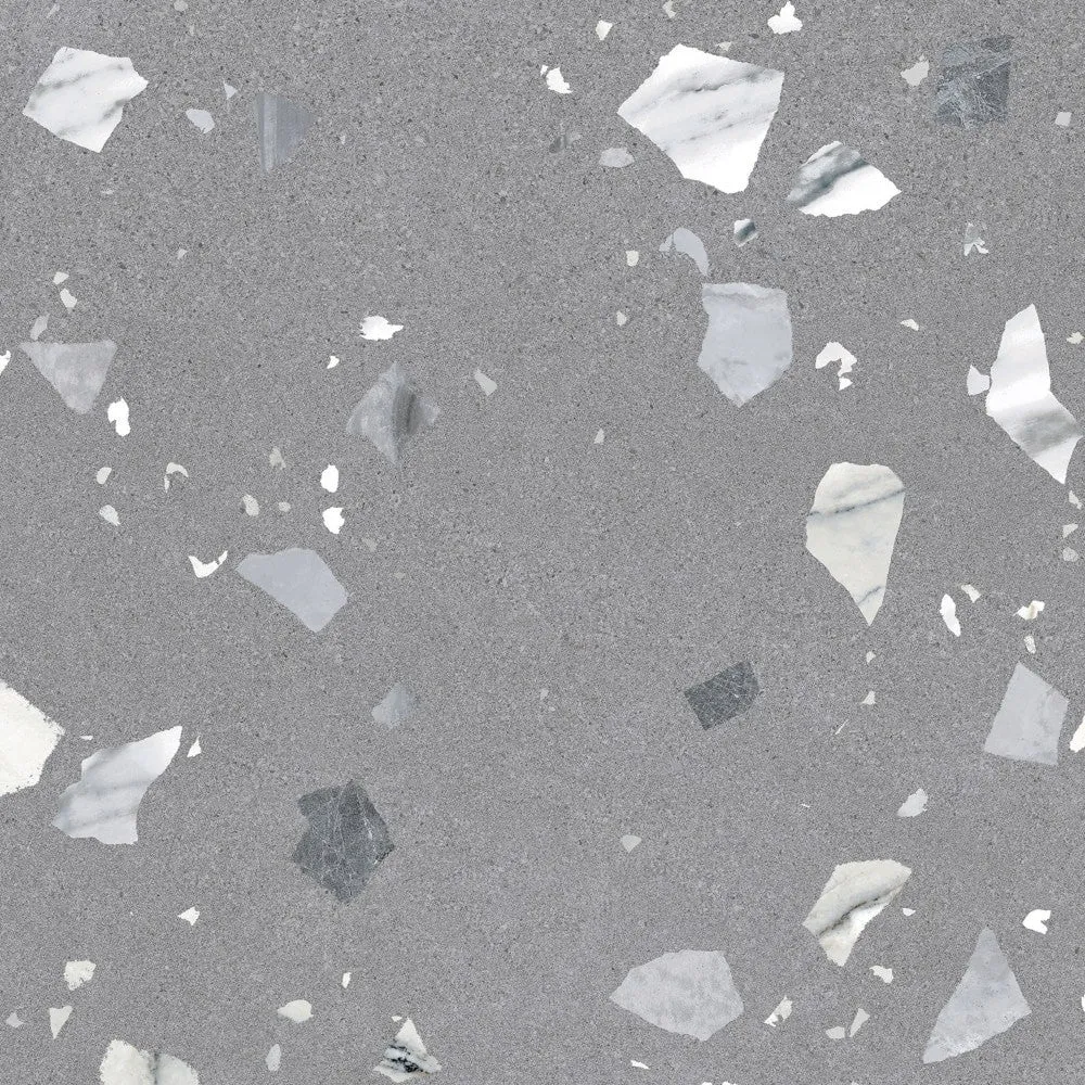 Arcana Ribe-R Antracita Terrazzo Stone Effect Porcelain Tile 80x80cm