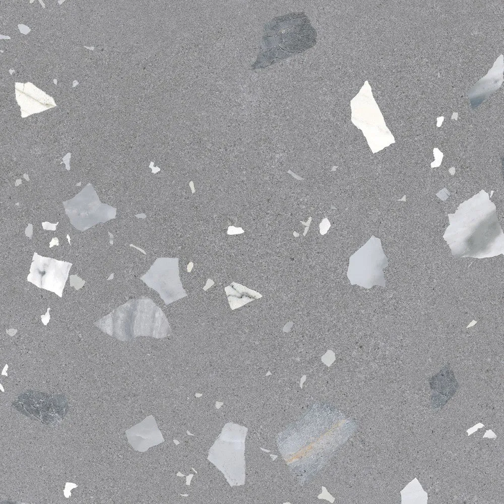 Arcana Ribe-R Antracita Terrazzo Stone Effect Porcelain Tile 80x80cm