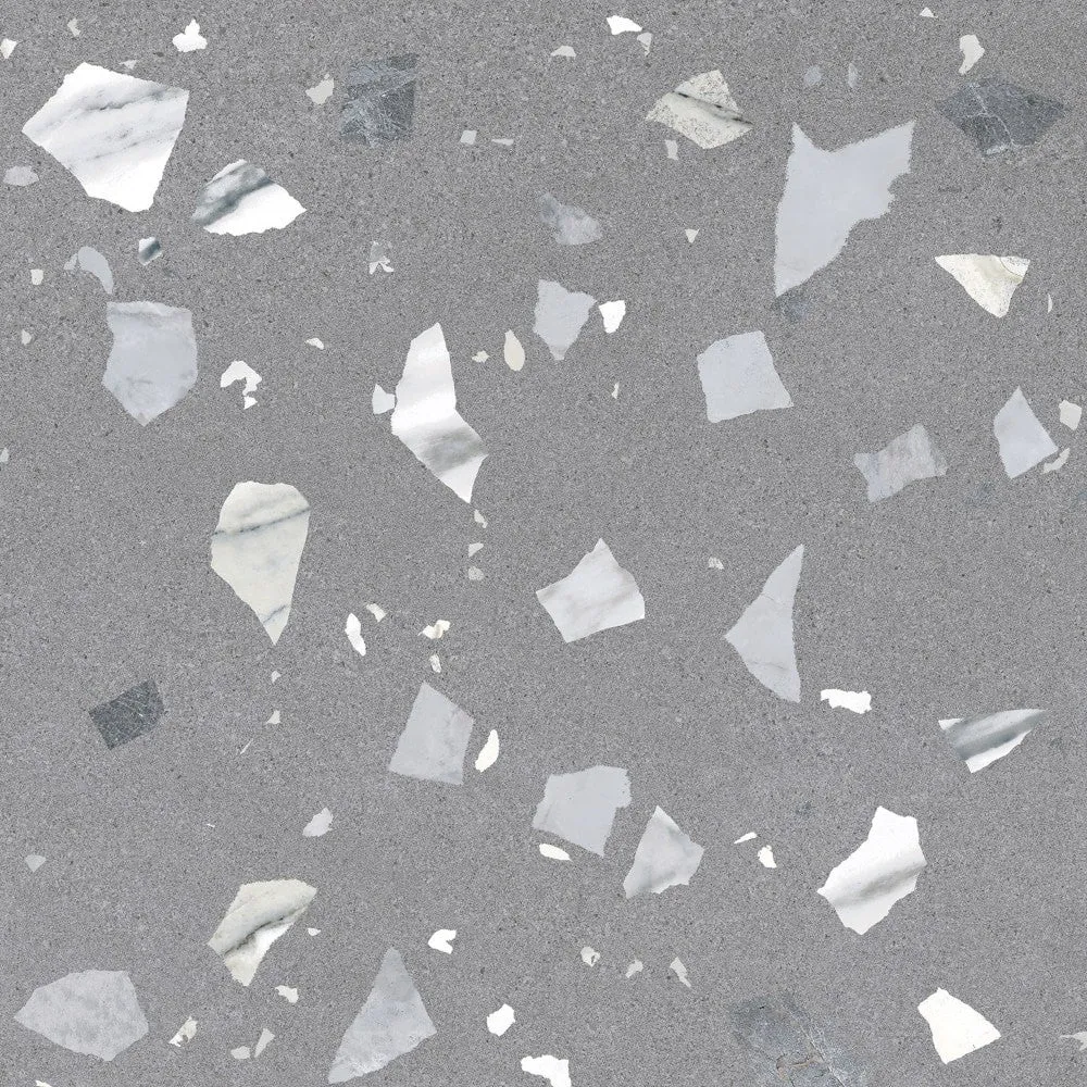 Arcana Ribe-R Antracita Terrazzo Stone Effect Porcelain Tile 80x80cm