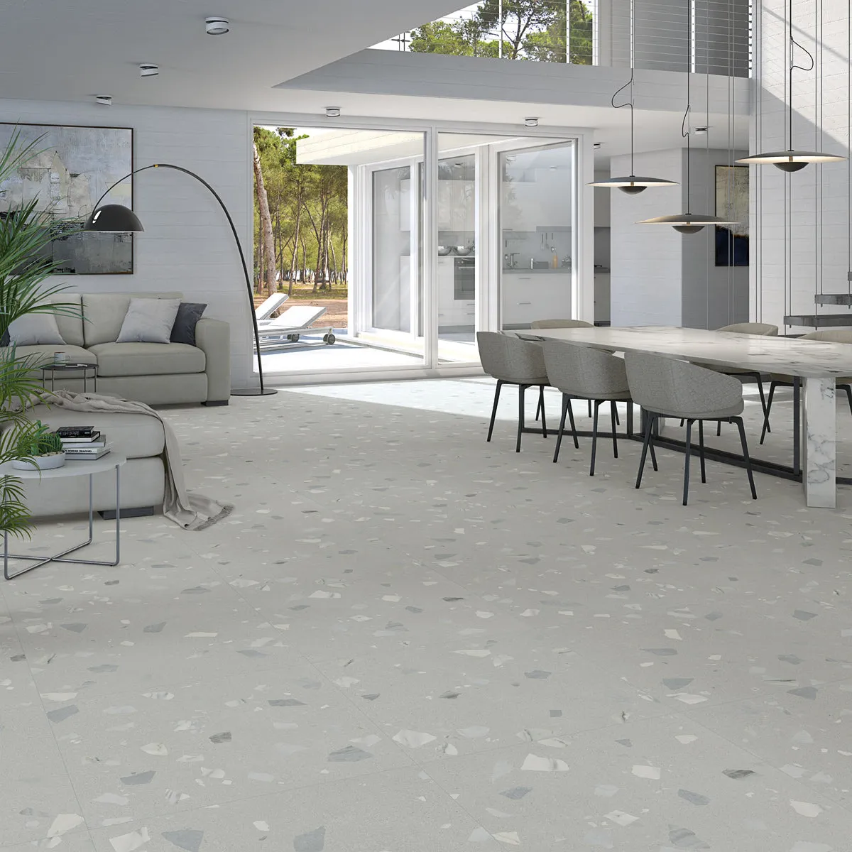 Arcana Ribe-R Gris Terrazzo Stone Effect Porcelain Tile 80x80cm
