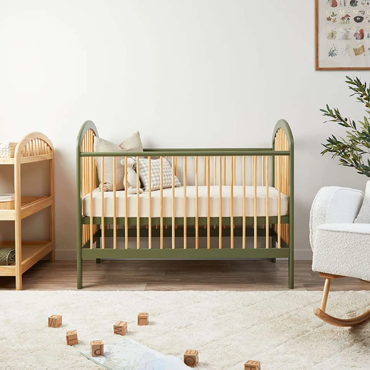 Archie Cot - Moss/Natural Mocka