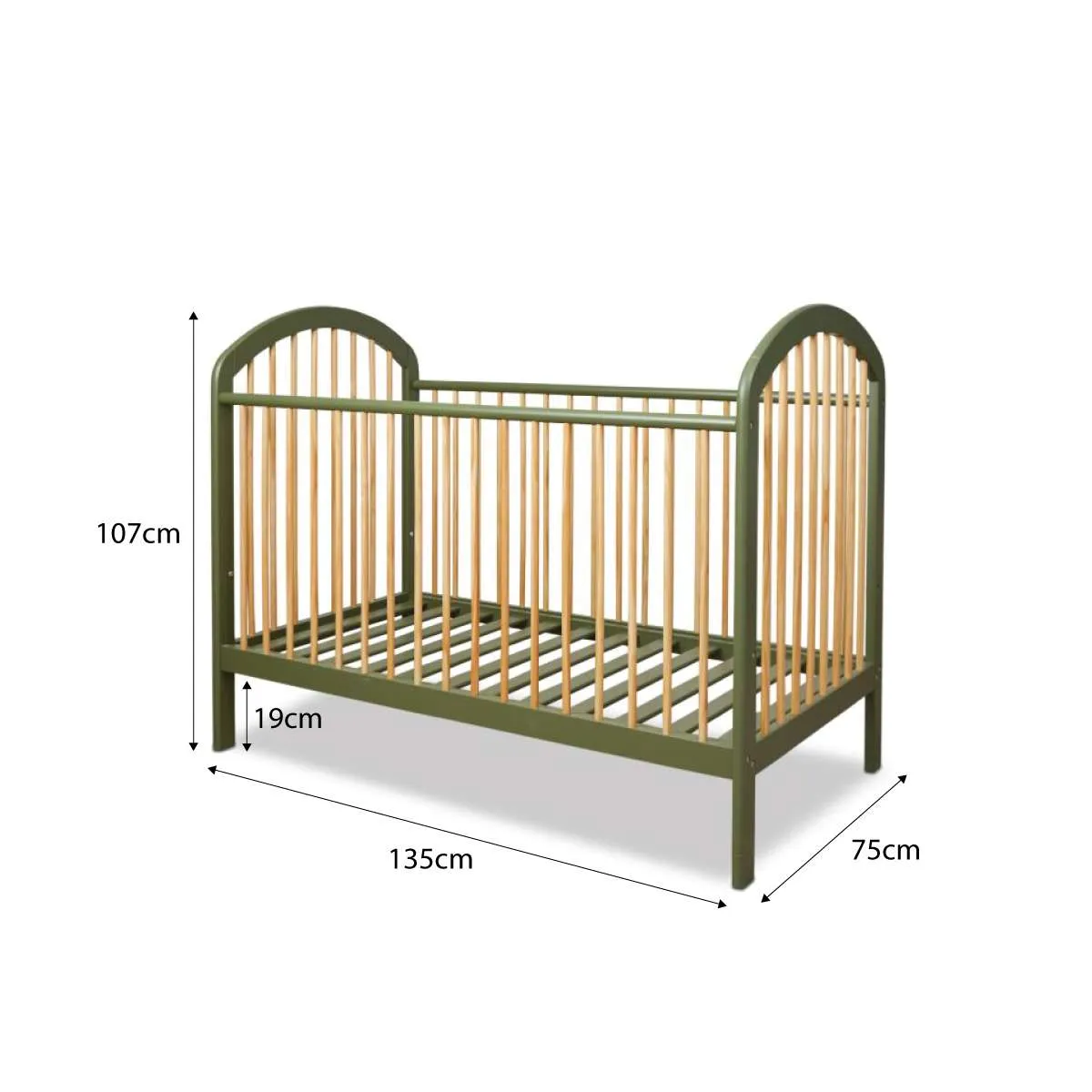 Archie Cot - Moss/Natural Mocka