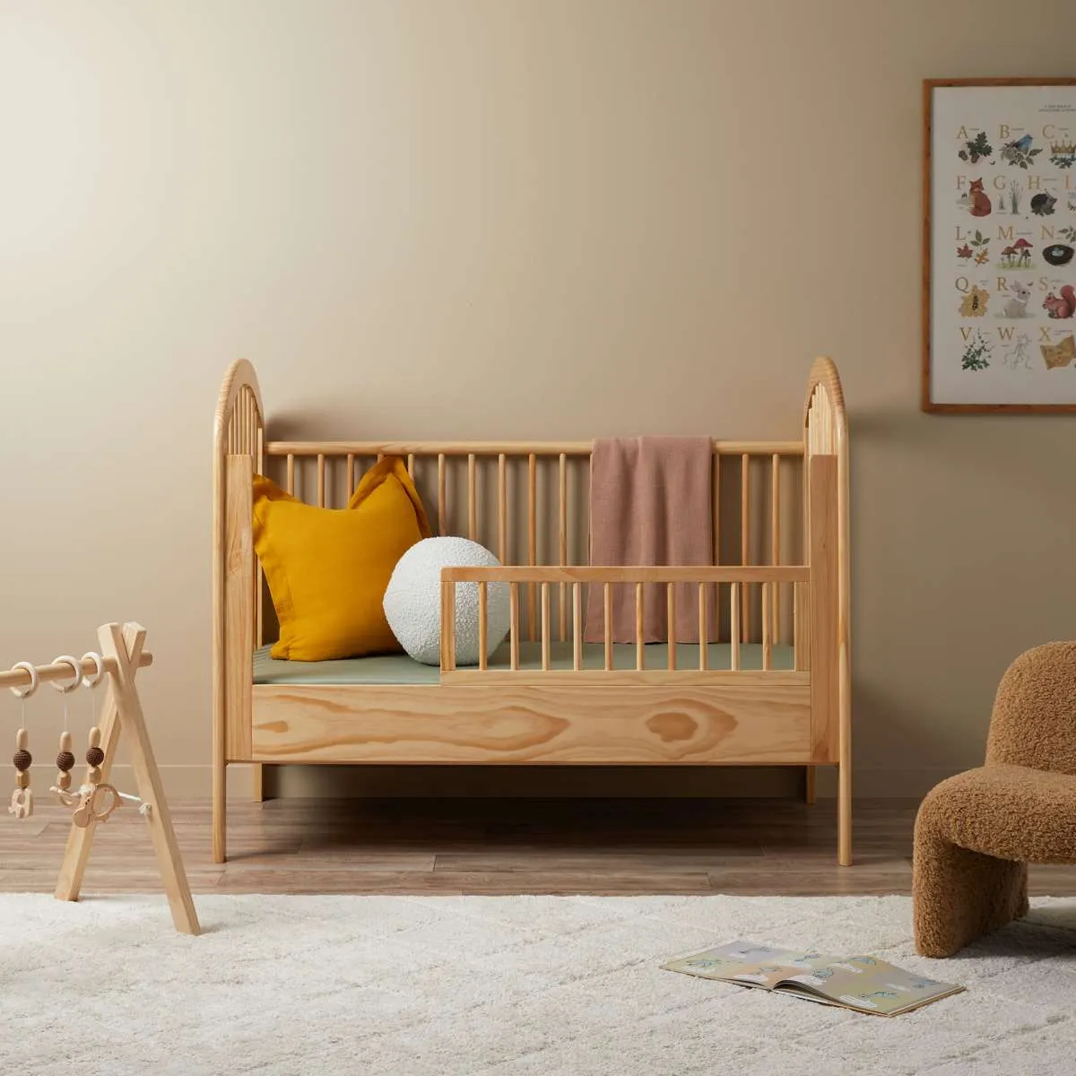 Archie Cot Toddler Bed Half Frame - Natural Mocka