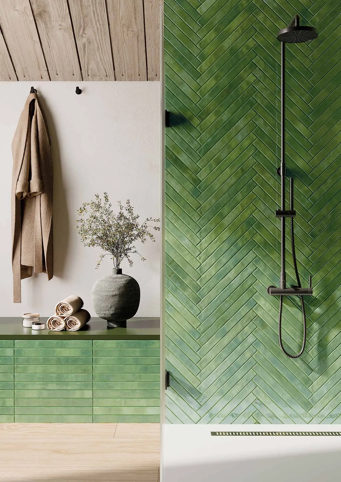Arizona Green Porcelain Tile 4.8x45cm Gloss