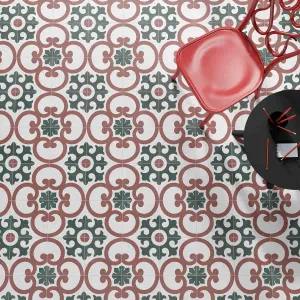 Aruba Dahlia Pattern Porcelain Tile 22x22cm Matt