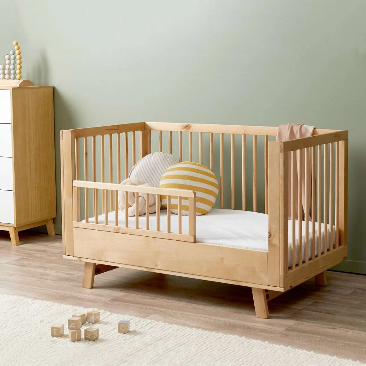 Aspen Cot Toddler Bed Half Frame - Natural Birch Mocka