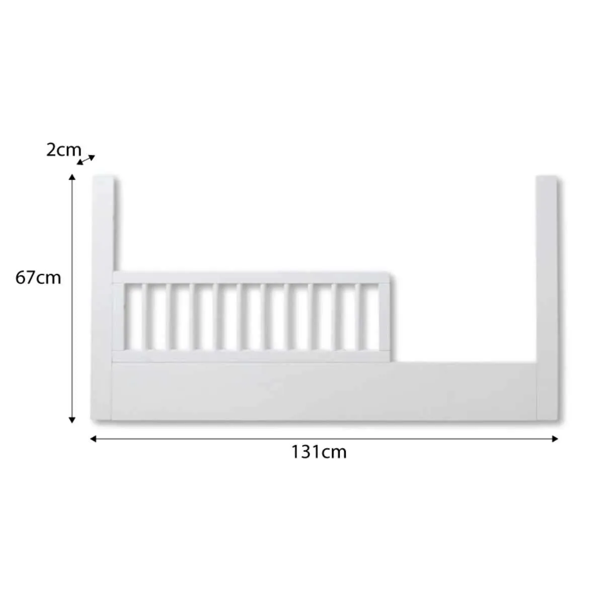 Aspen Cot Toddler Bed Half Frame - White Mocka