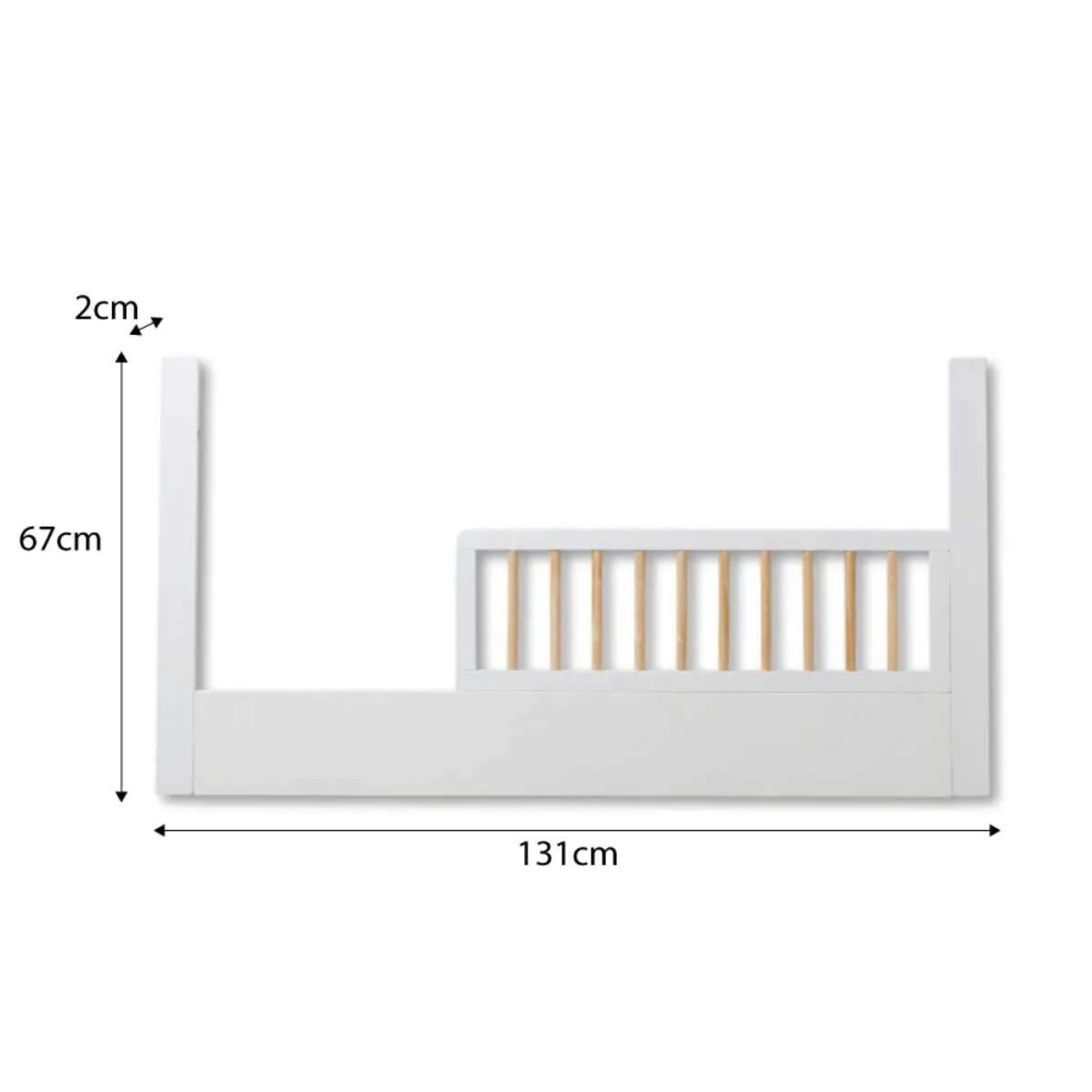 Aspen Cot Toddler Bed Half Frame - White/Natural Mocka