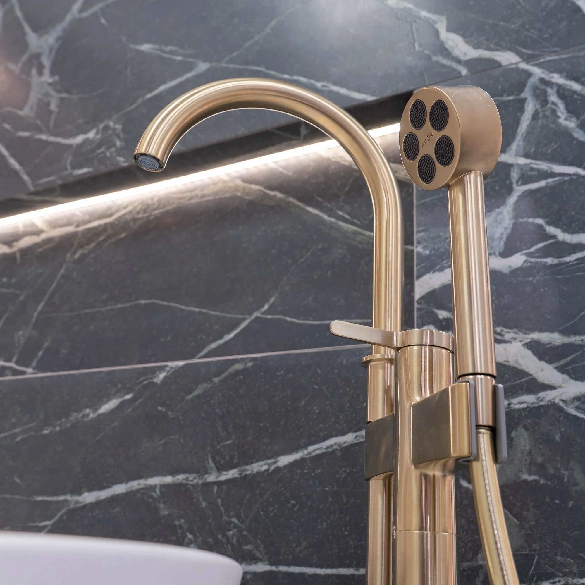 Axor One Floorstanding Bath Shower Mixer With Handset