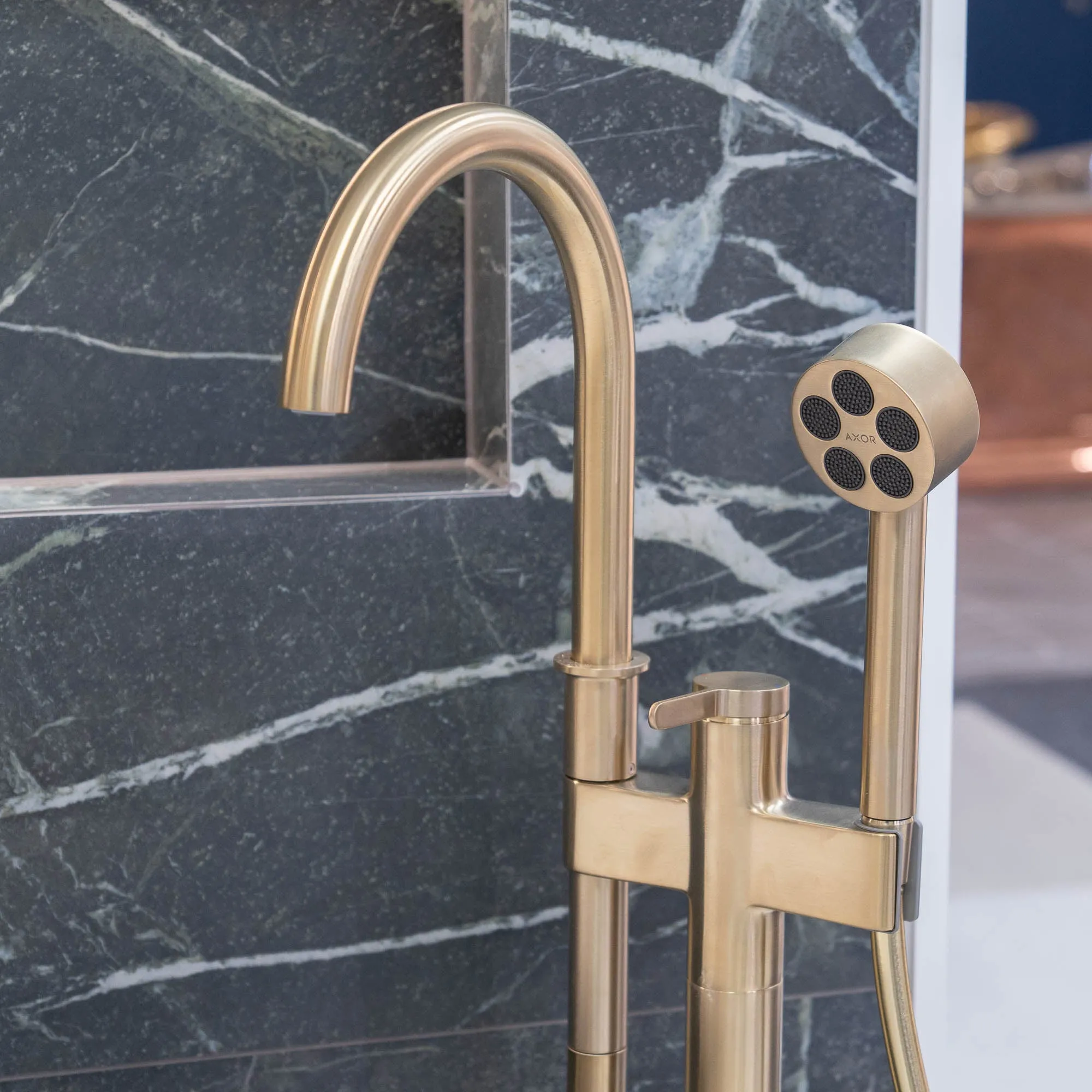 Axor One Floorstanding Bath Shower Mixer With Handset