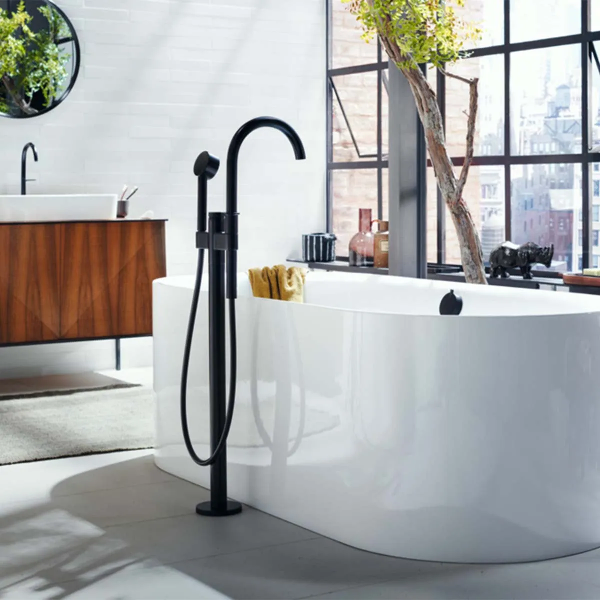 Axor One Floorstanding Bath Shower Mixer With Handset