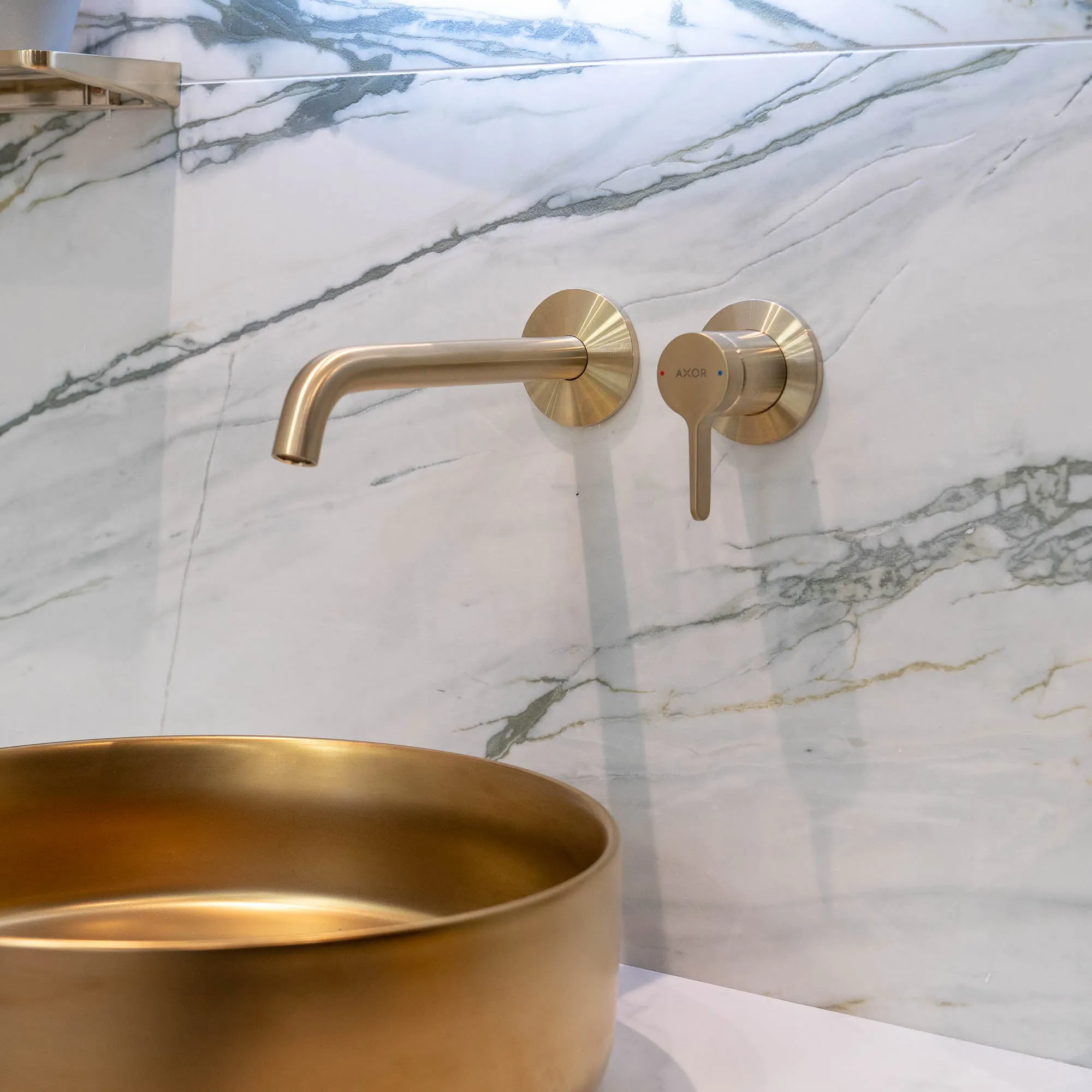 Axor One Wall Mounted 2 Hole Basin Mixer Tap with Waste