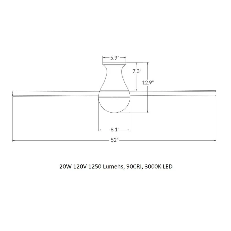 Ball 52 Inch Flush Mount LED Ceiling Fan