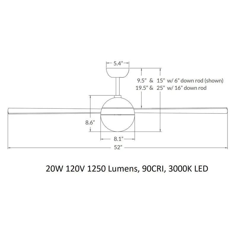 Ball 52 Inch LED Ceiling Fan