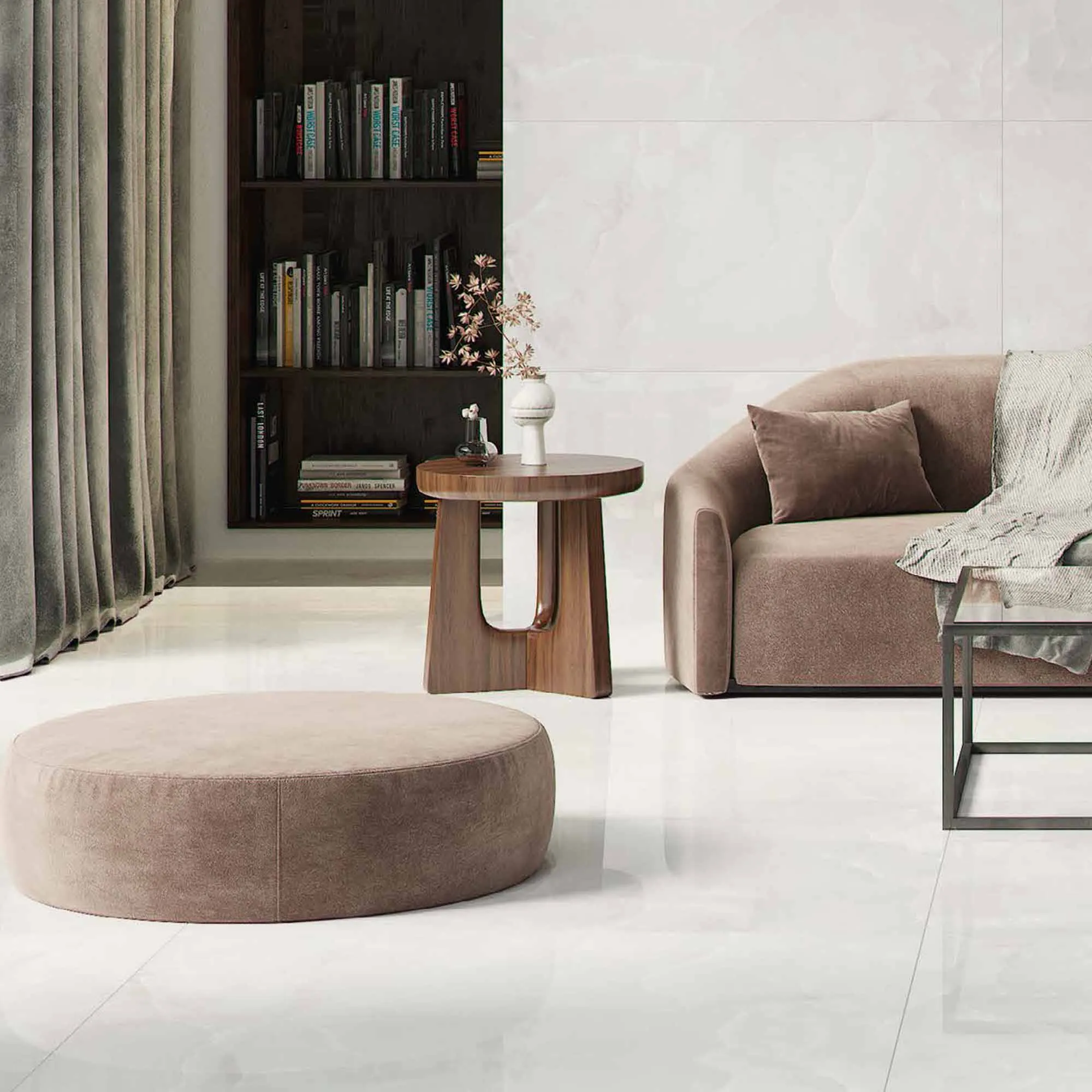 Basque White Onyx Effect Porcelain Tile 59x119cm Polished