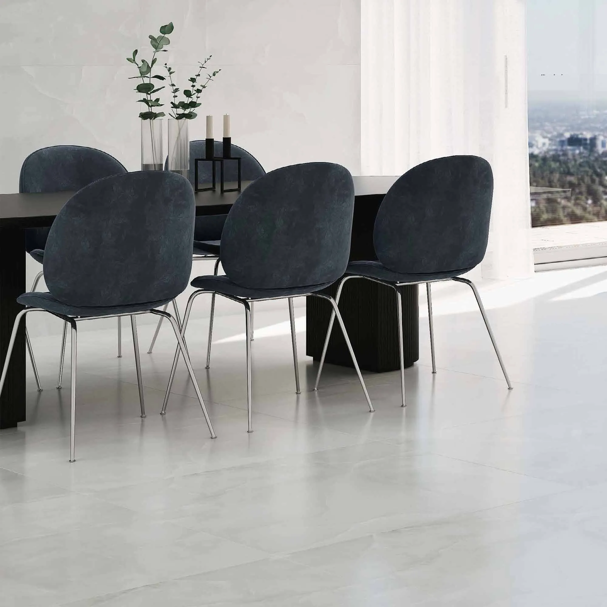 Basque White Onyx Effect Porcelain Tile 59x119cm Polished
