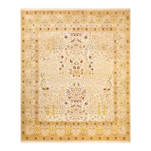 Beige Traditional Wool Rug - 9'1" x 9'3"