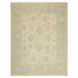 Beige Vintage Traditional Wool Rug - 11'11" x 15'2"