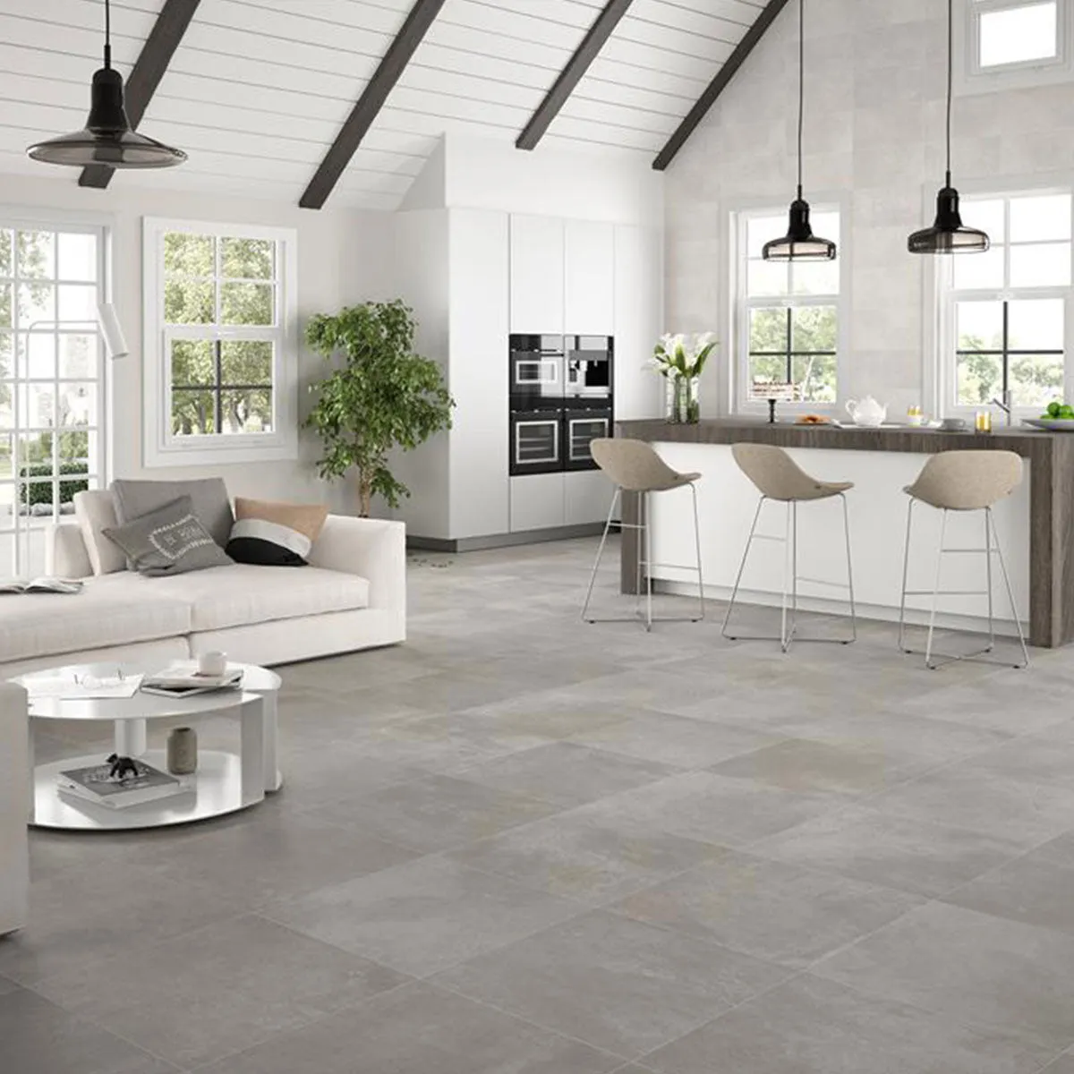 Bilbao Anthracite Concrete Effect Porcelain Tile Matt 45x45cm
