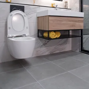 Bilbao Dark Grey Concrete Effect Porcelain Tile Matt 45x45cm