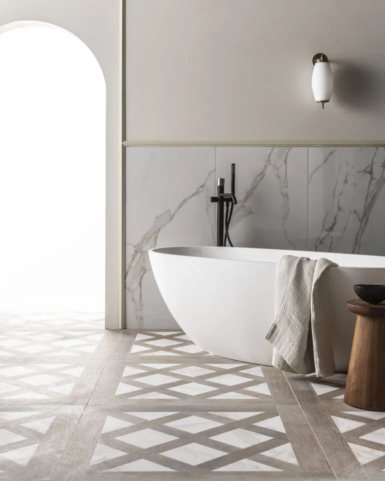 Bjrn Mocha Gold Wood Effect Porcelain Tile 90x90cm Matt