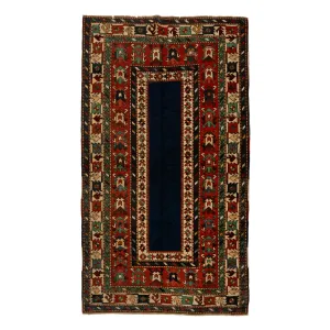 Blue & Red Antique Seychour Wool Rug - 3' x 4'7"
