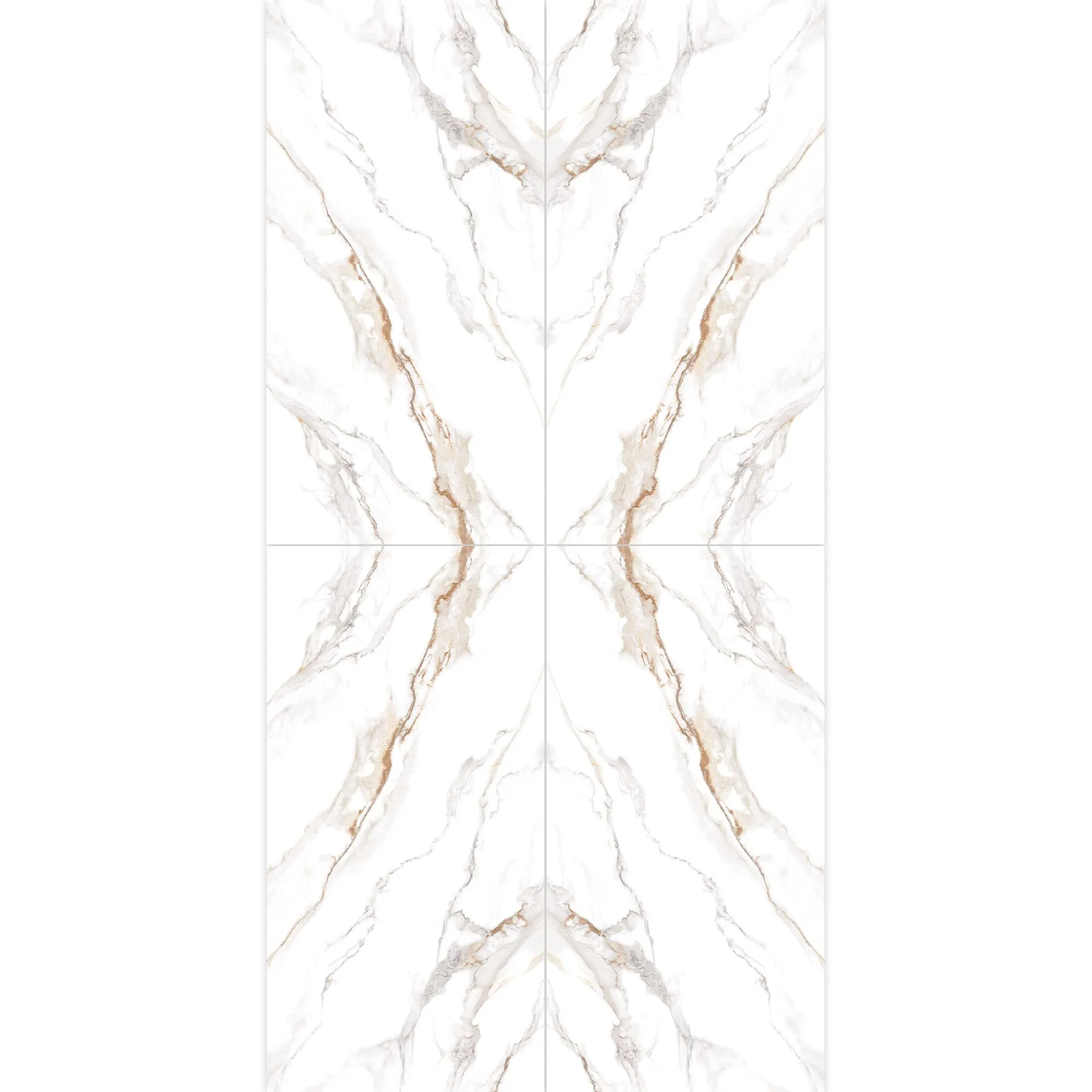 Bookmatch Praline Gold Marble Effect Porcelain Tile Set 300x150cm Polished