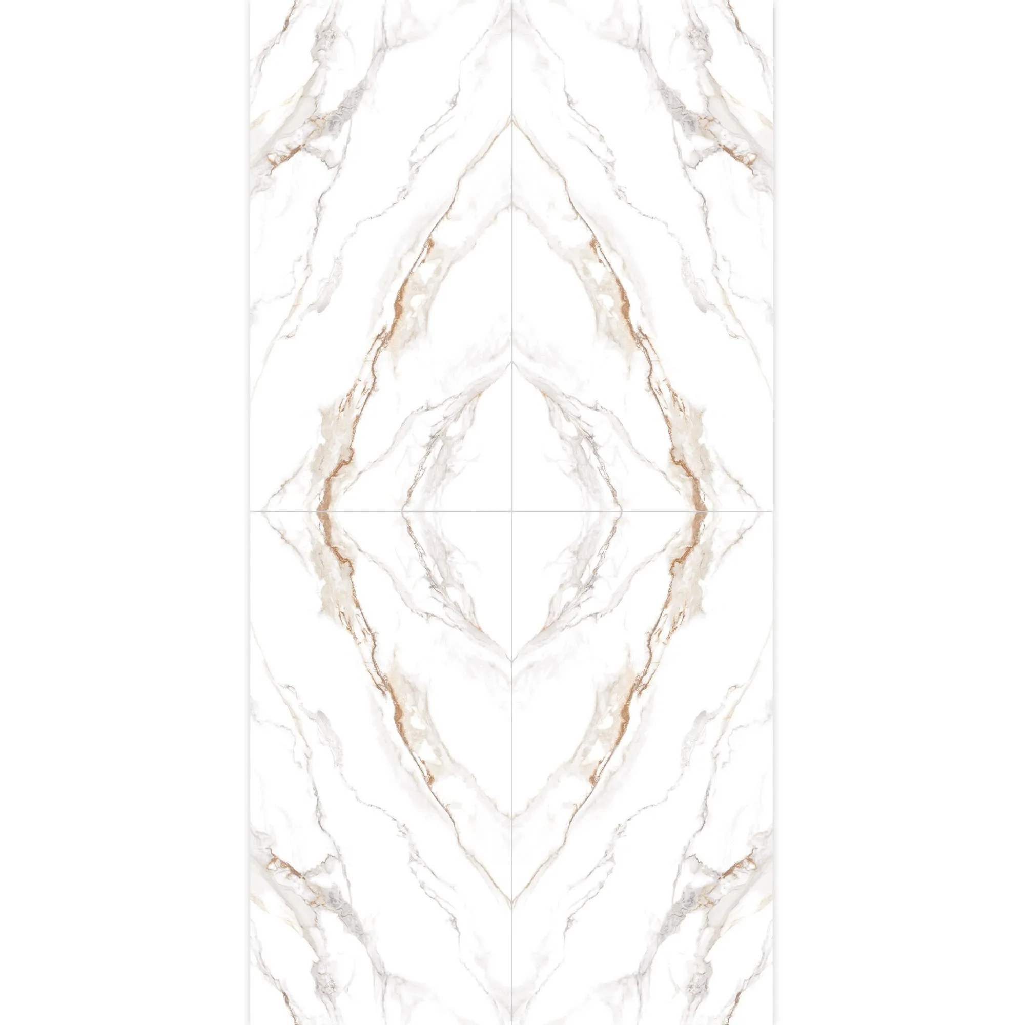 Bookmatch Praline Gold Marble Effect Porcelain Tile Set 300x150cm Polished