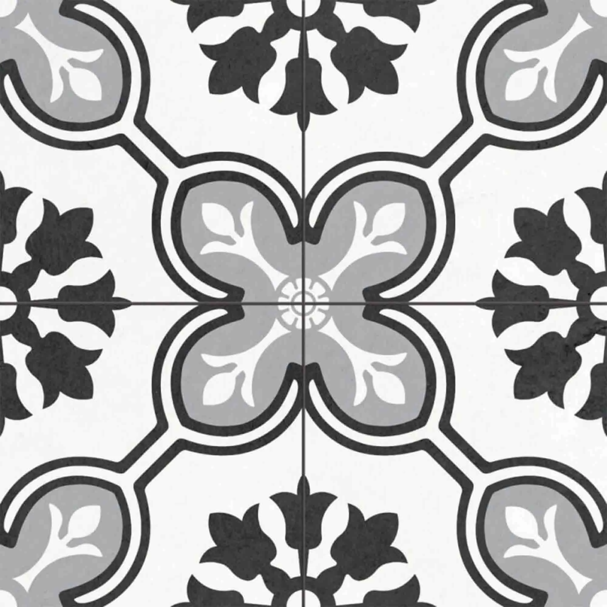 Bordeaux Black Pattern Porcelain Tile 45x45cm Matt