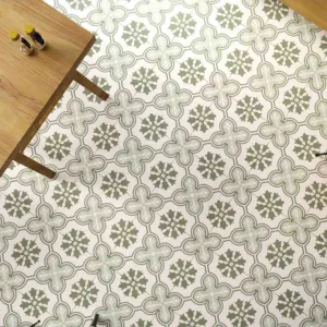 Bordeaux Green Pattern Porcelain Tile 45x45cm Matt