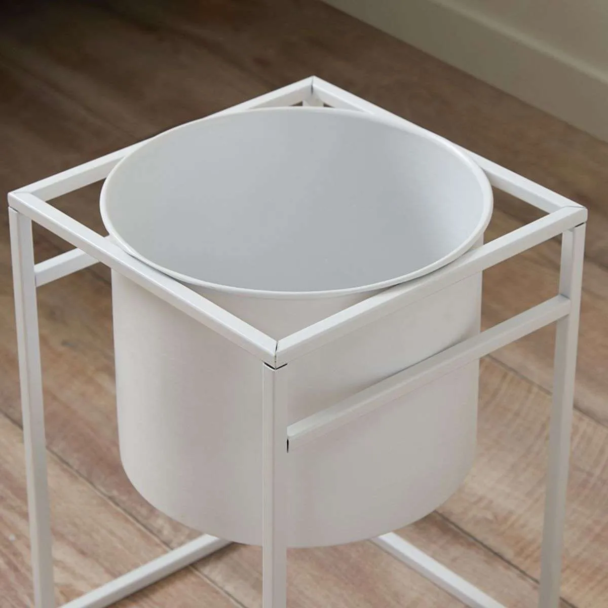 Brent Metal Plant Stand White - Short Mocka