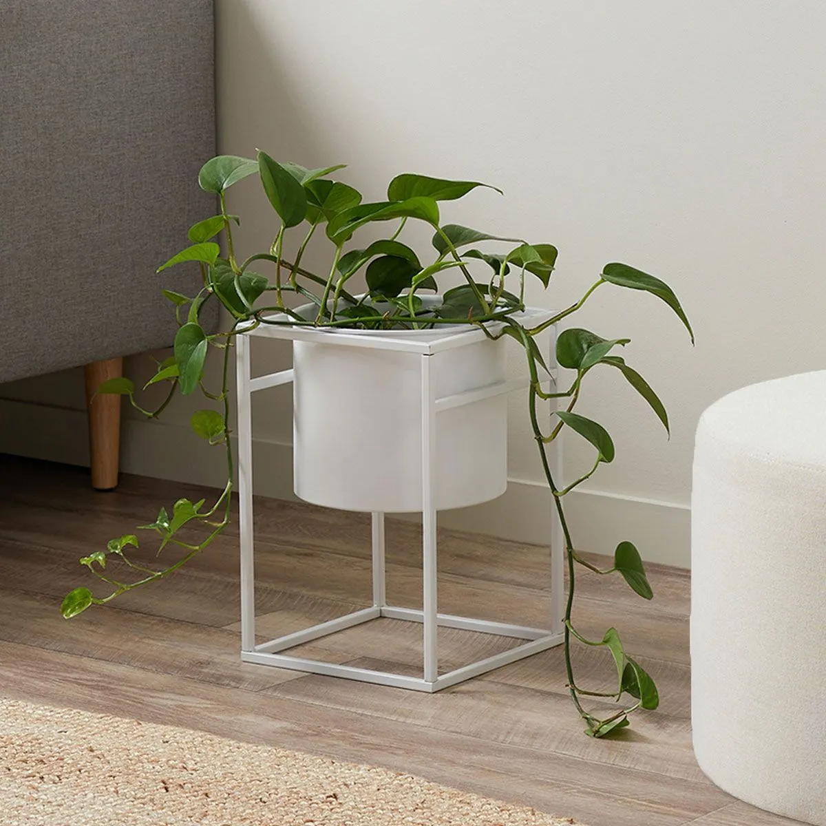 Brent Metal Plant Stand White - Short Mocka