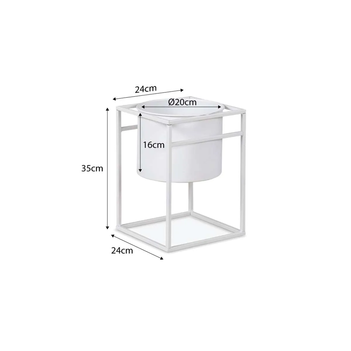 Brent Metal Plant Stand White - Short Mocka