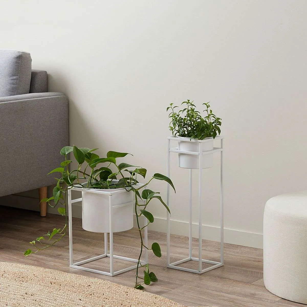 Brent Metal Plant Stand White - Short Mocka