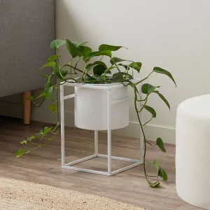 Brent Metal Plant Stand White - Short Mocka