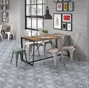 Briana Marine Encaustic Effect Porcelain Tile 45x45cm Matt