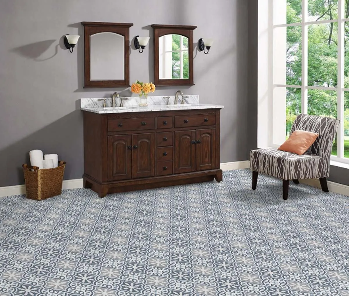Briana Marine Encaustic Effect Porcelain Tile 45x45cm Matt