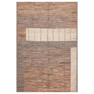 Brown Zameen Transitional Wool Rug - 6'2" x 9'1"