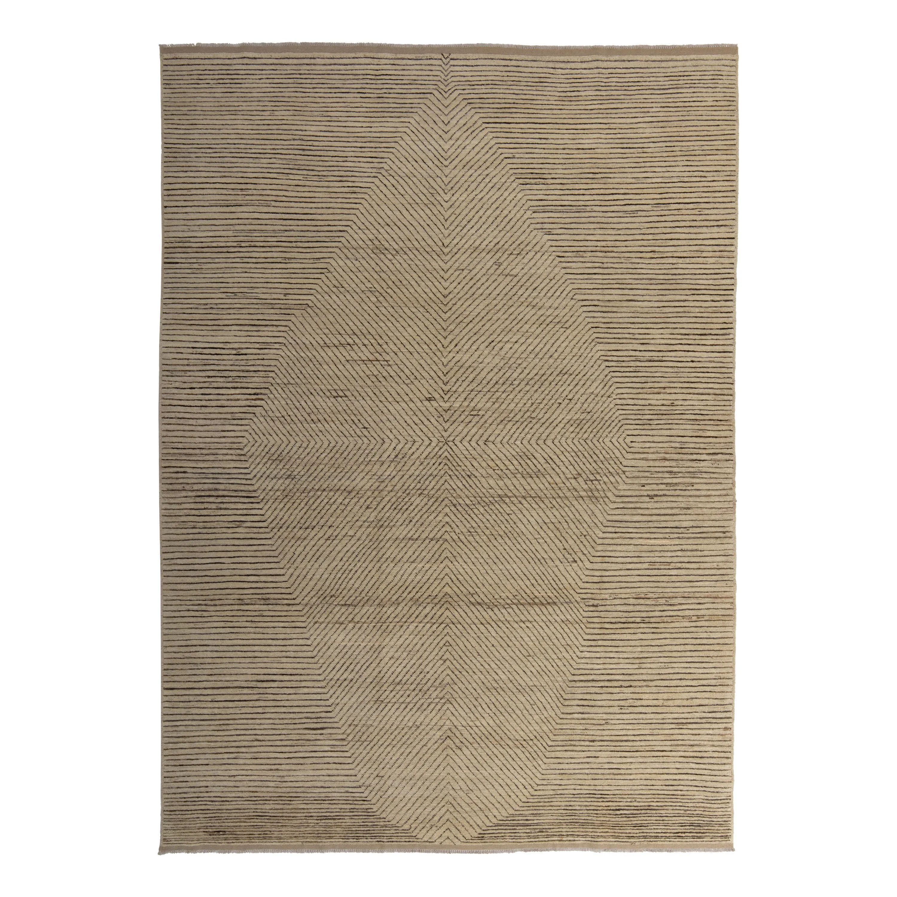 Brown Zameen Transitional Wool Rug- 7'9" x 11'2"