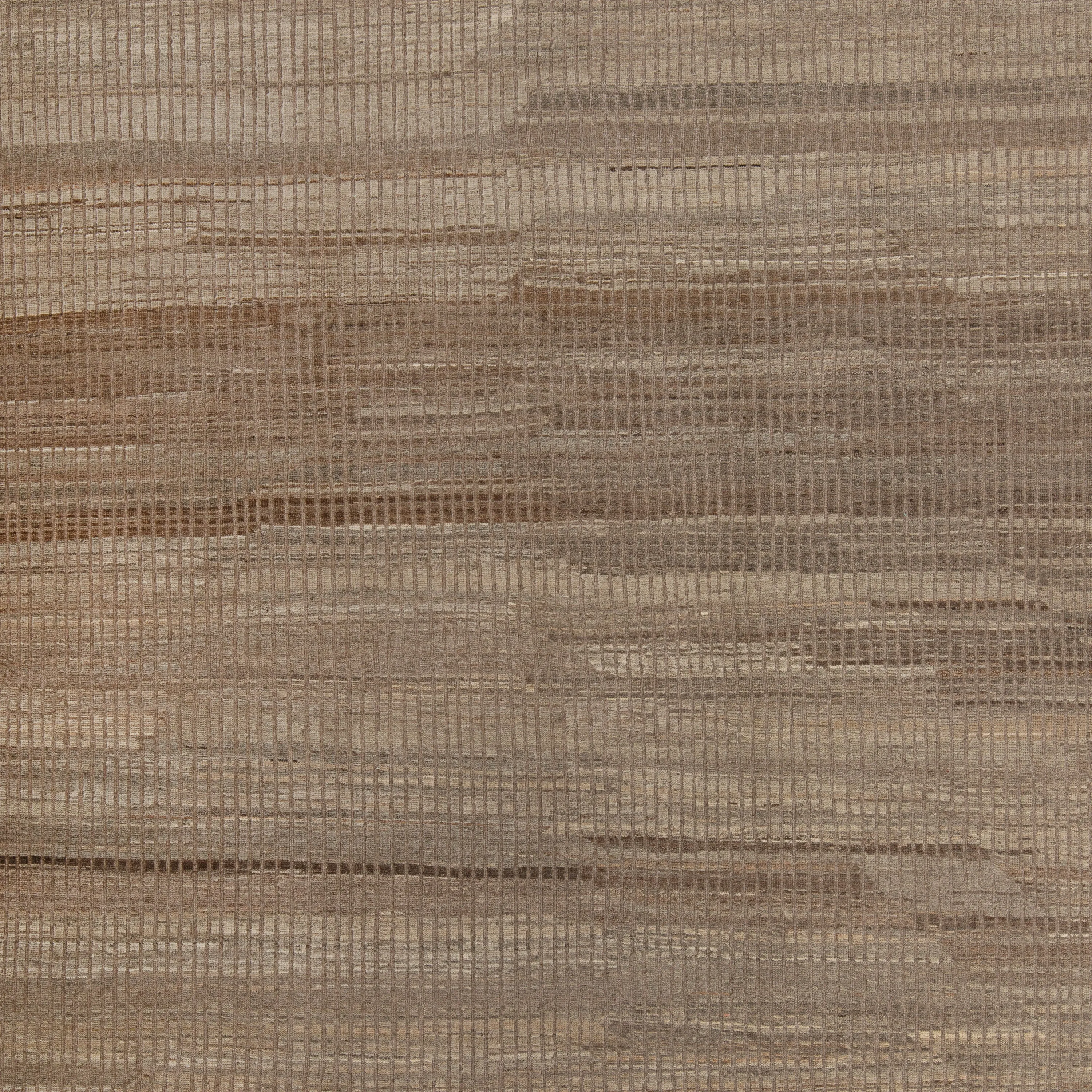 Brown Zameen Transitional Wool Rug - 9'6" x 12'