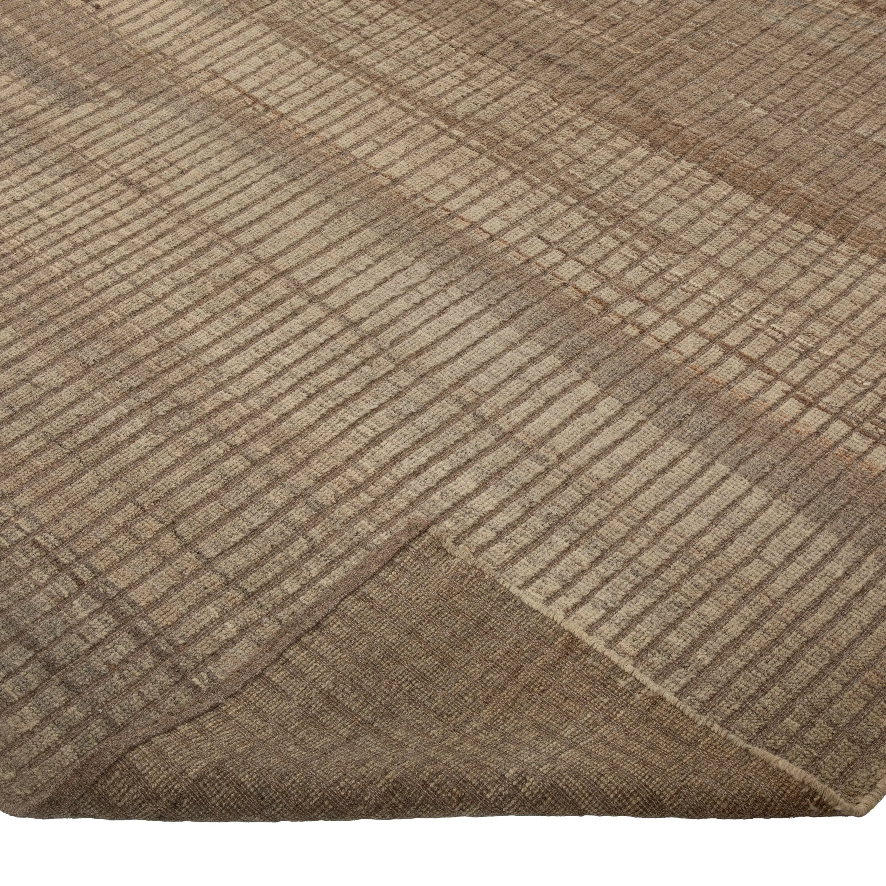 Brown Zameen Transitional Wool Rug - 9'6" x 12'