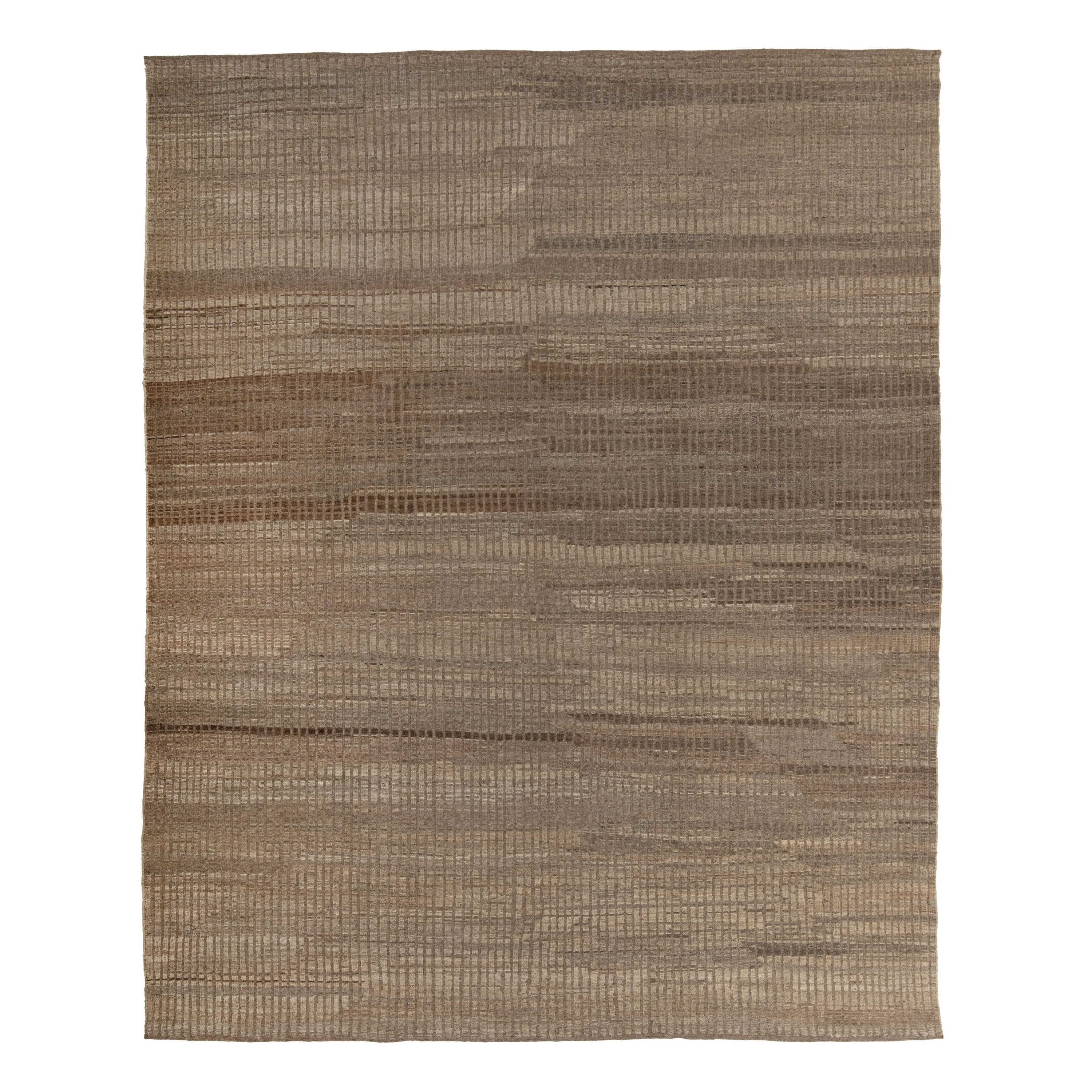 Brown Zameen Transitional Wool Rug - 9'6" x 12'