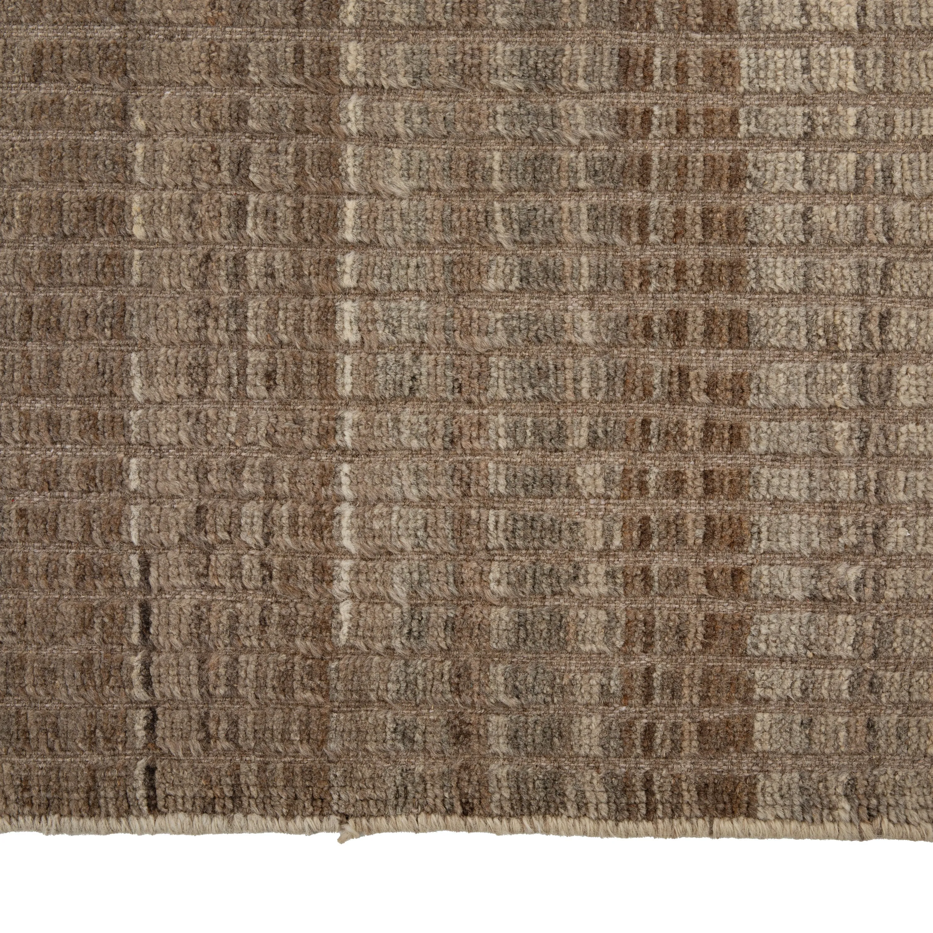 Brown Zameen Transitional Wool Rug - 9'6" x 12'