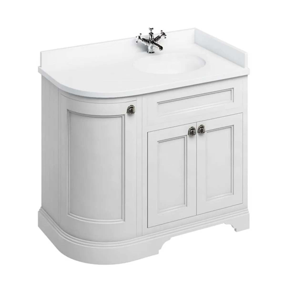 Burlington 1000 Freestanding Curved Corner Vanity Unit With Worktop and Basin