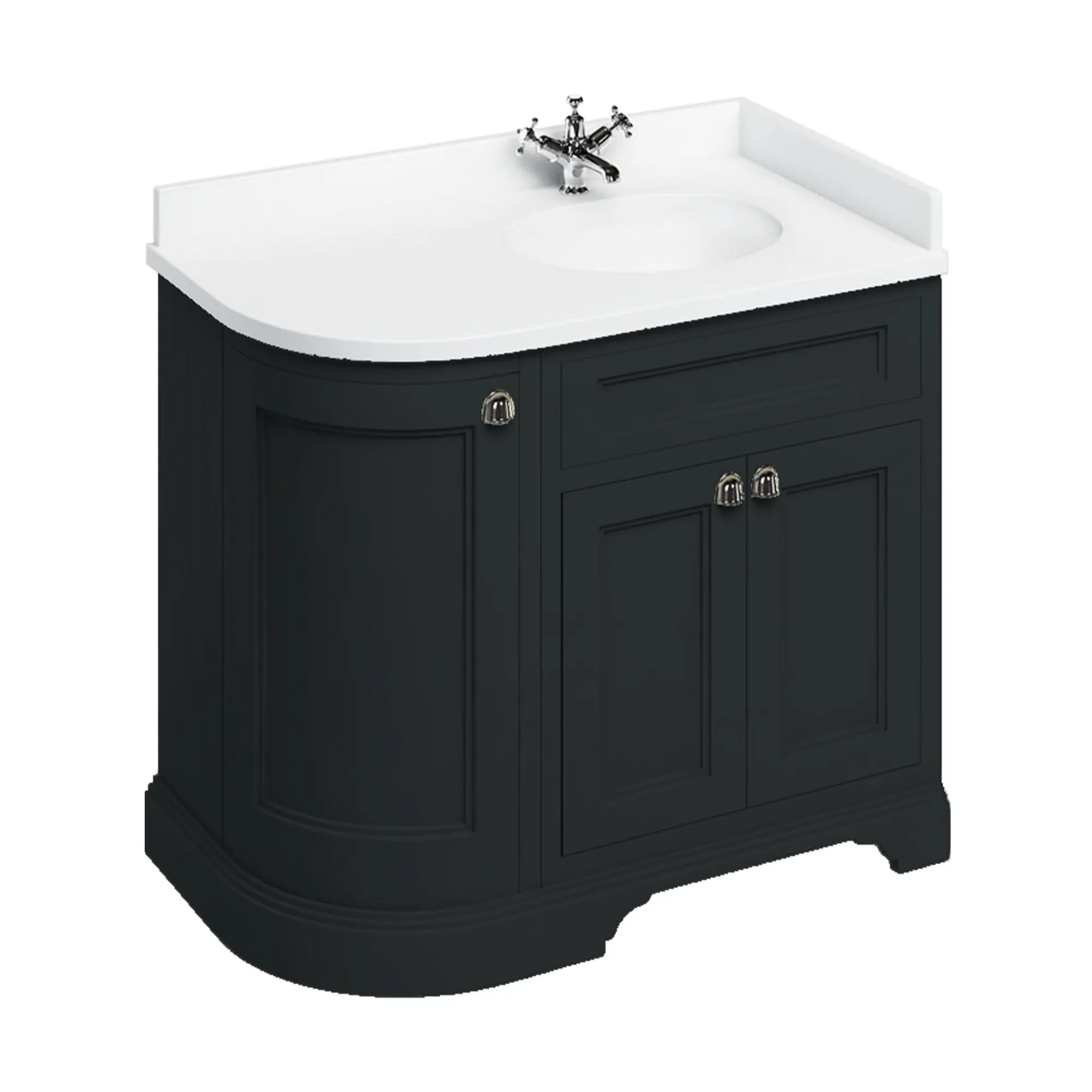 Burlington 1000 Freestanding Curved Corner Vanity Unit With Worktop and Basin